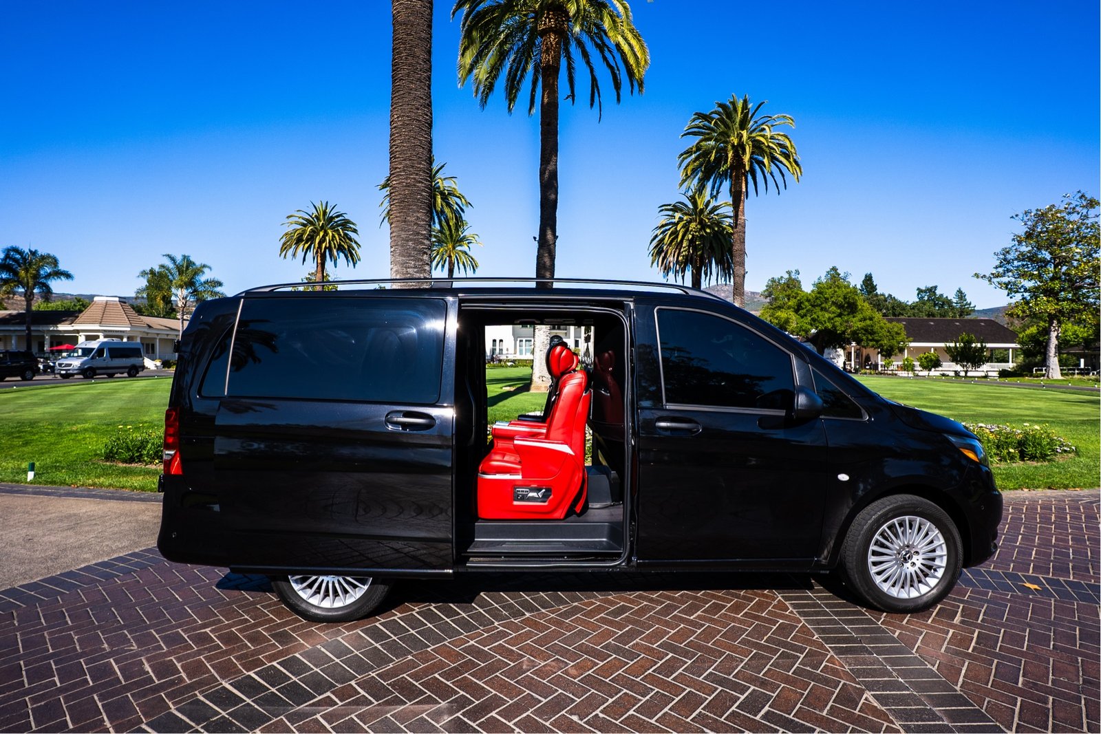 Mercedes-Benz Metris VIP van interior with single red-leather captain's chair, bespoke principal configuration